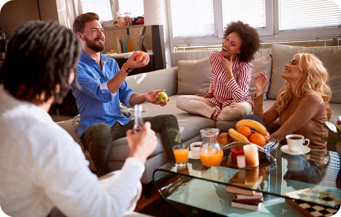 People enjoying in a room