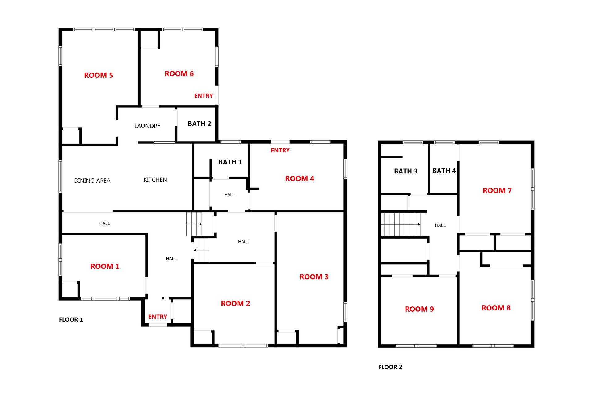 ROOM NUMBER HIGHLIGHTED IN RED!