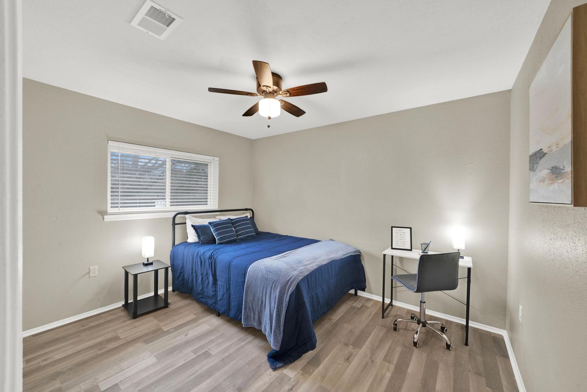 There is a large closet and new ceiling fan.