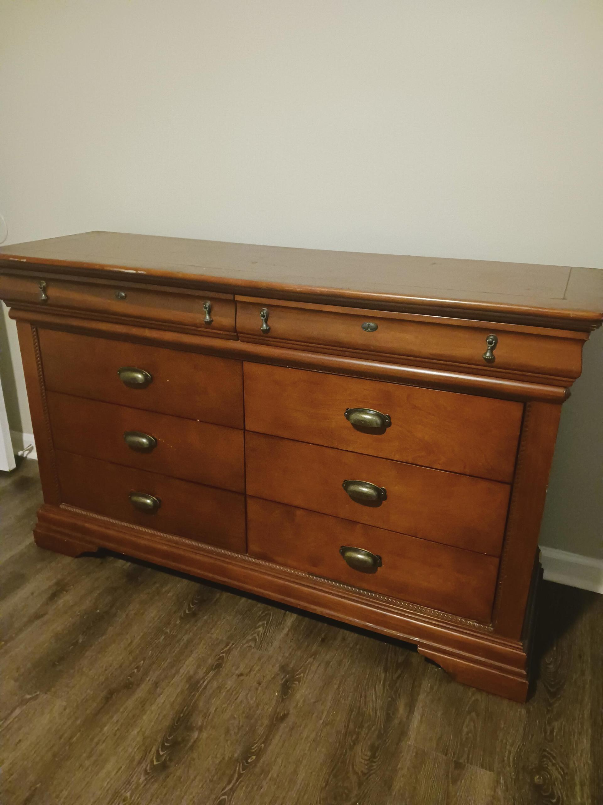 Solid wood dresser.