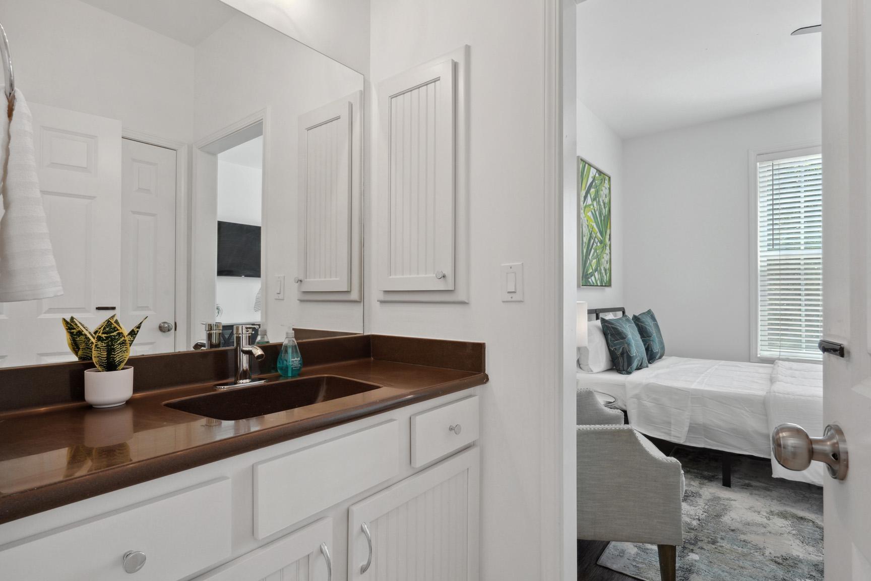 Your Own Private Vanity Area Looking into the Bedroom