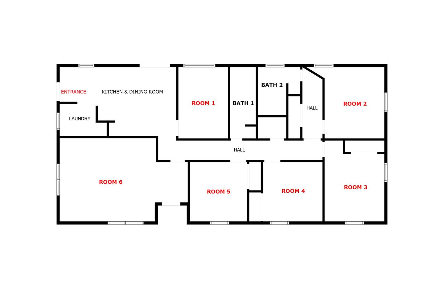 Common spaces including the kitchen