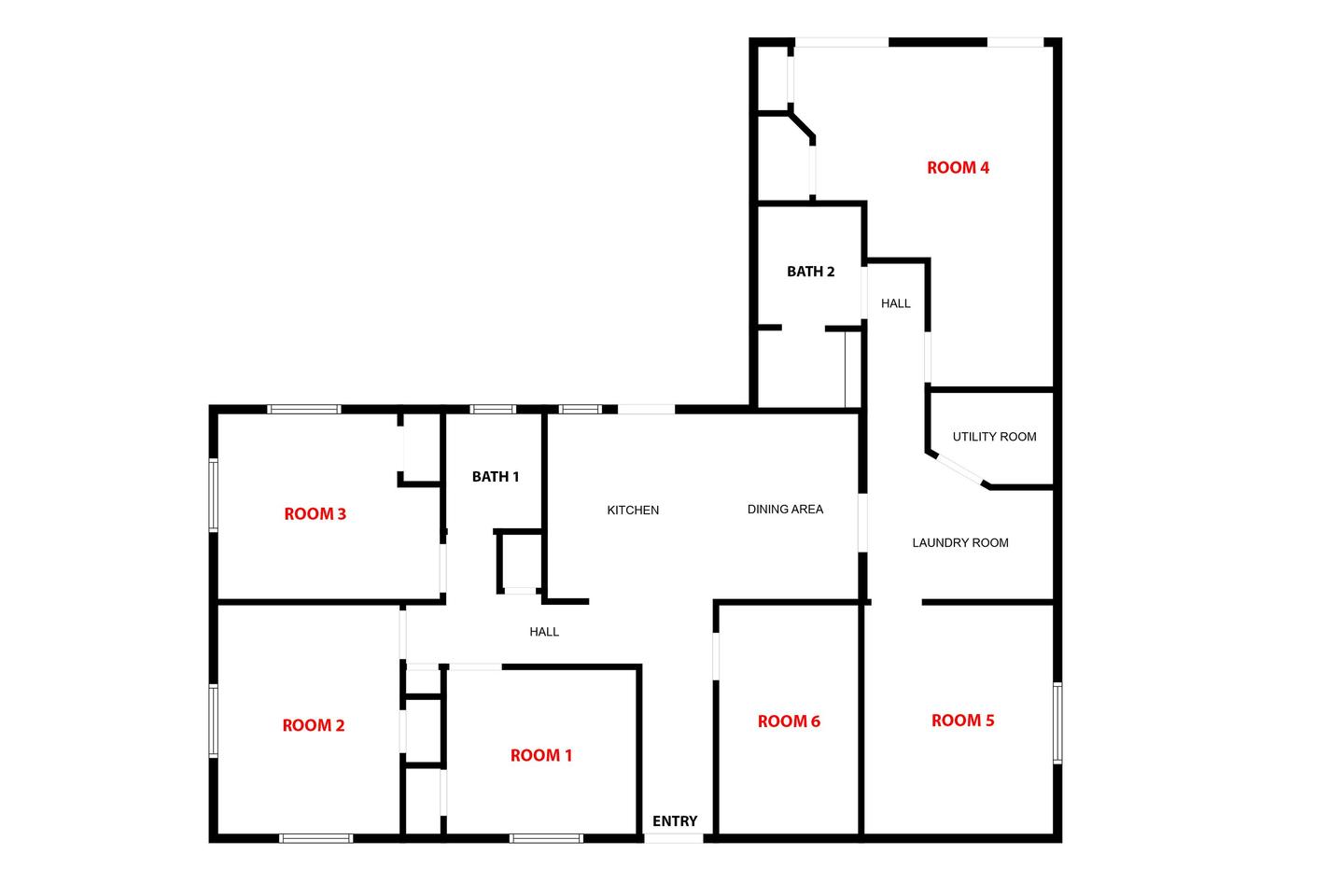 Common spaces including the kitchen