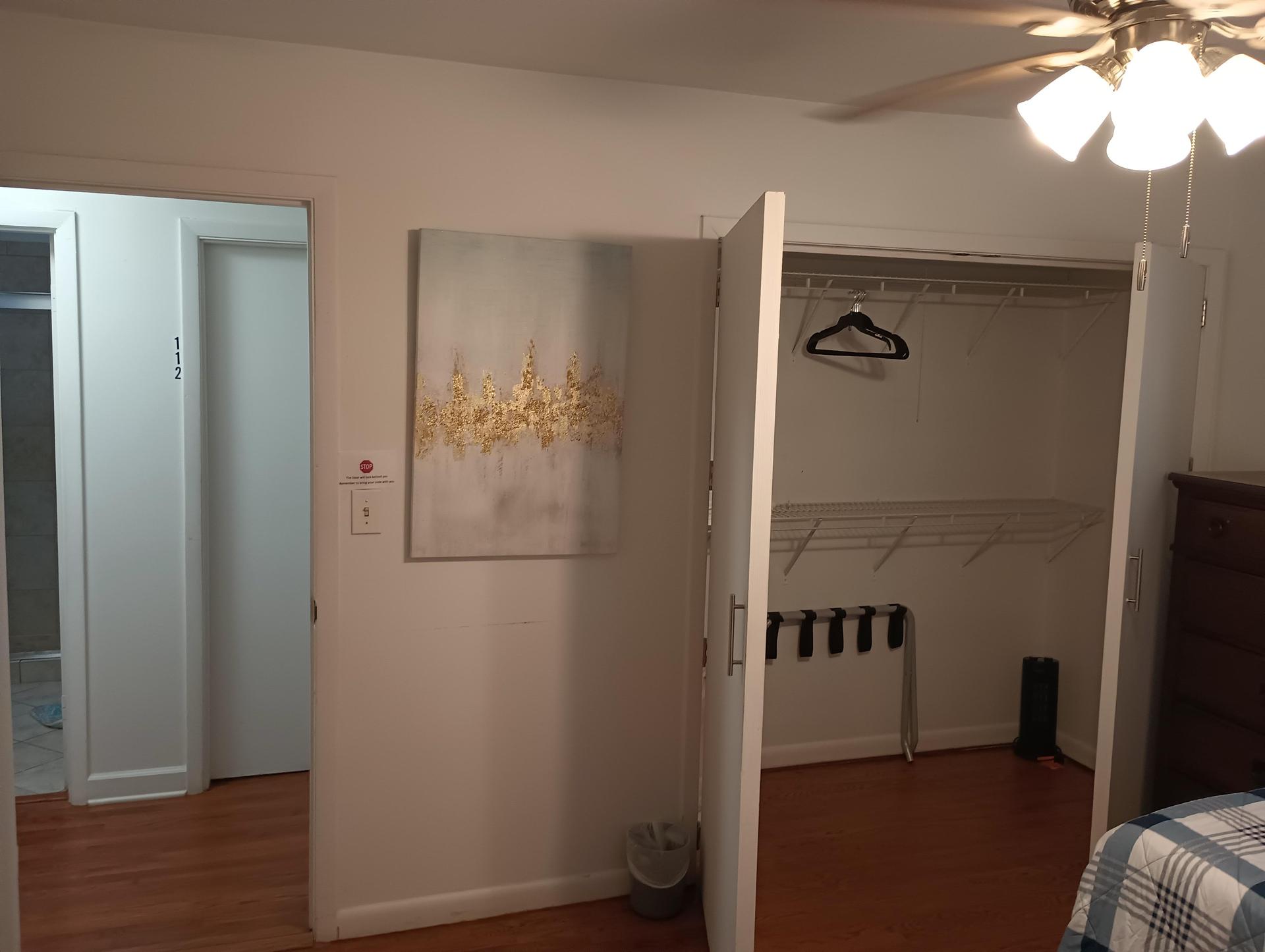 Large open stand up closet