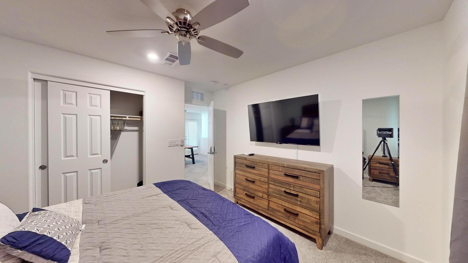 Queen Bed, Dresser, Smart TV